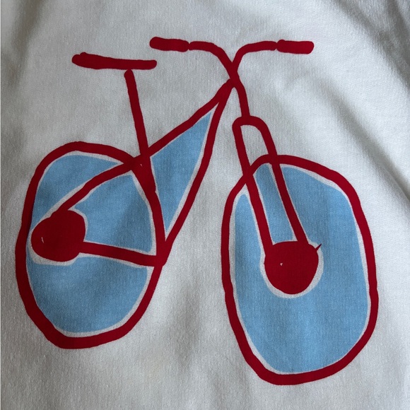 Marushka Hand Printed Bicycle Hoodie Women's White Sweatshirt Size Small - Picture 4 of 9